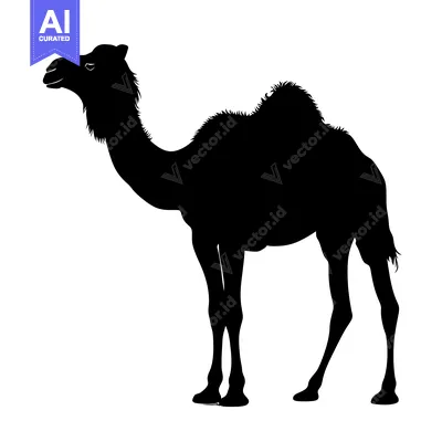 Silhouette of a Camel Standing in a Desert Landscape.