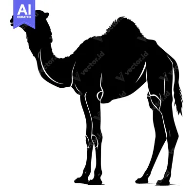 Aset premium populer: Silhouette of a Dromedary Camel Standing in Profile.