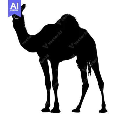 Silhouette of a Camel Standing in a Desert Landscape.