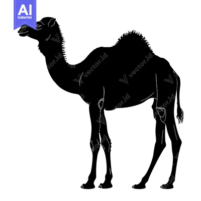 Aset premium populer: Silhouette of a Camel Standing Proudly in Profile.