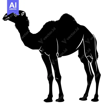 Premium design asset: Silhouette of a Camel Standing Proudly in the Desert.