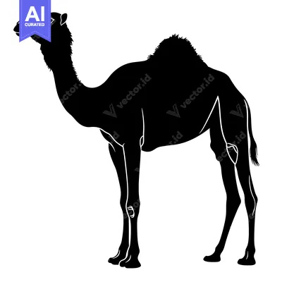 Aset premium populer: Silhouette of a Camel Standing Against a White Background.