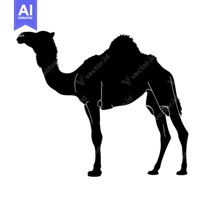 Aset premium populer: Silhouette of a Camel Standing in Profile.