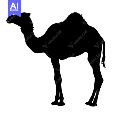 Silhouette of a Camel Standing in a Desert Landscape.