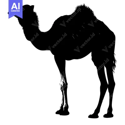 Aset premium populer: Silhouette of a Camel Standing in Profile.
