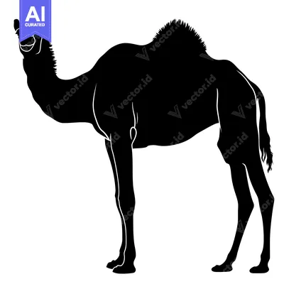 Premium design asset: Silhouette of a Camel Standing Proudly in the Desert.