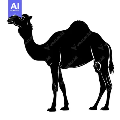 Premium design asset: Silhouette of a Camel Standing in Profile.