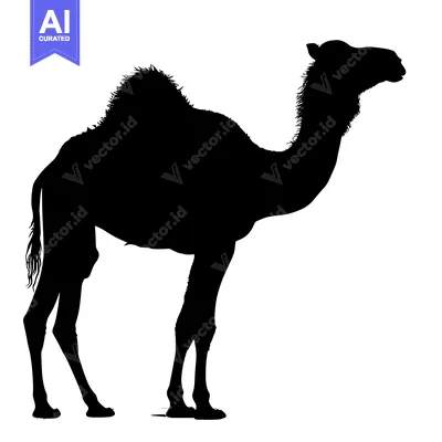 Premium design asset: Silhouette of a Camel Standing Isolated on White Background.
