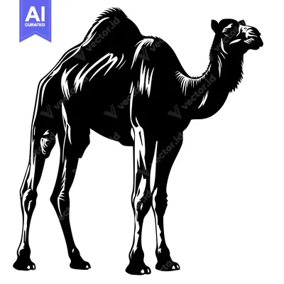 Silhouette of a Camel Standing Proudly in the Desert.