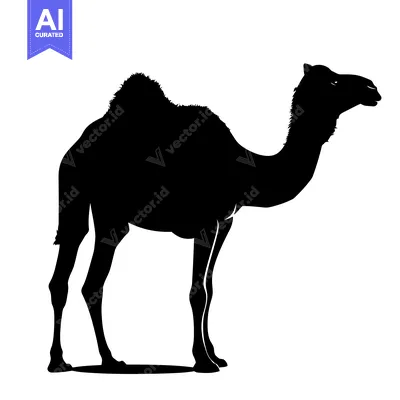 Silhouette of a Camel Standing in a Desert Landscape.