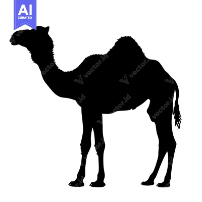 Silhouette of a Camel Standing in Profile.