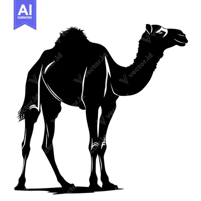 Aset premium populer: Silhouette of a Camel Standing in Profile.