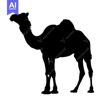 Silhouette of a Camel Standing in Profile.