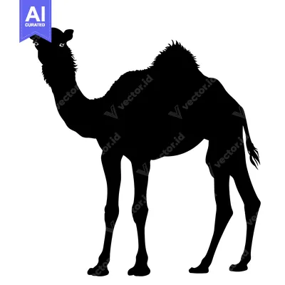 Silhouette of a Camel Standing Proudly in the Desert.