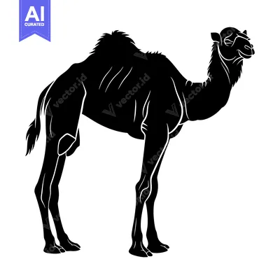 Aset premium populer: Silhouette of a Camel Standing in Profile.