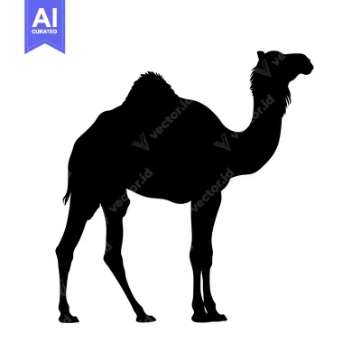 Silhouette of a Camel Standing Proudly in the Desert.