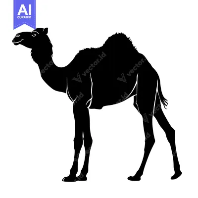 Aset premium populer: Silhouette of a Camel Standing in Profile.