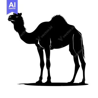 Silhouette of a Camel Standing in the Desert.