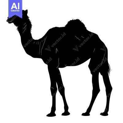 Silhouette of a Camel Standing in Profile.
