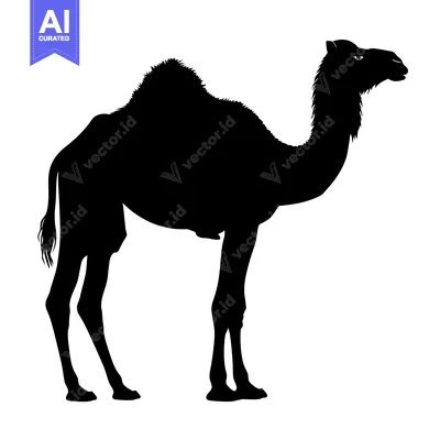 Aset premium populer: Silhouette of a Dromedary Camel Standing Profile View.