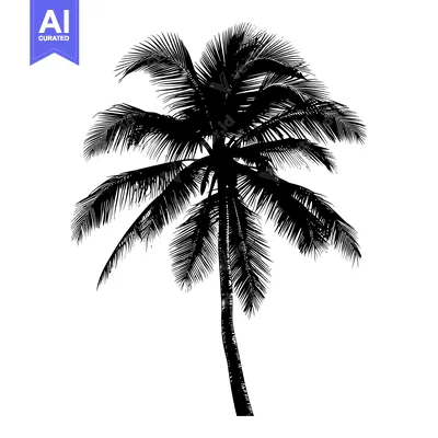 Aset premium populer: Black and White Silhouette of a Tall Palm Tree