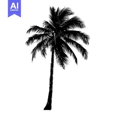 Aset desain premium: Black and white silhouette of a palm tree