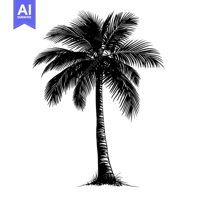 Popular premium asset: A Black and White Silhouette of a Palm Tree