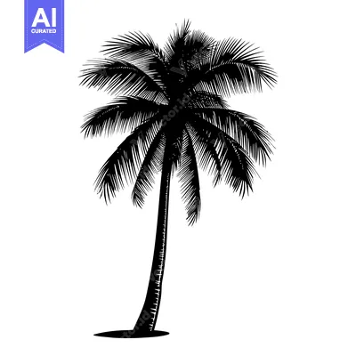 Premium design asset: Black and White Silhouette of a Single Palm Tree