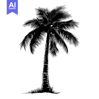 Aset premium populer: Black and white silhouette of a palm tree