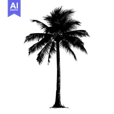 Premium design asset: Black and White Silhouette of a Single Palm Tree