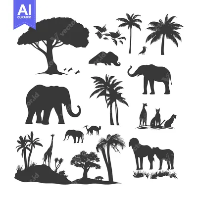 Popular premium asset: Silhouette Collection of African Wildlife and Trees