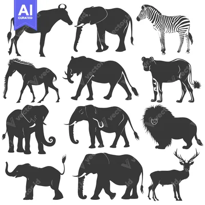 Silhouette Collection of African Wildlife Animals