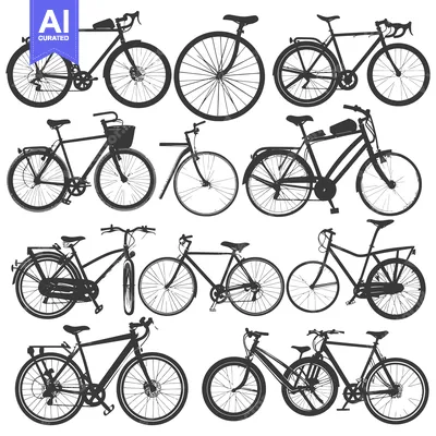 Aset premium populer: Silhouette Collection of Ten Different Bicycle Designs