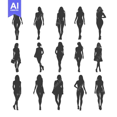 Aset premium populer: Silhouette Collection of Women in Various Poses