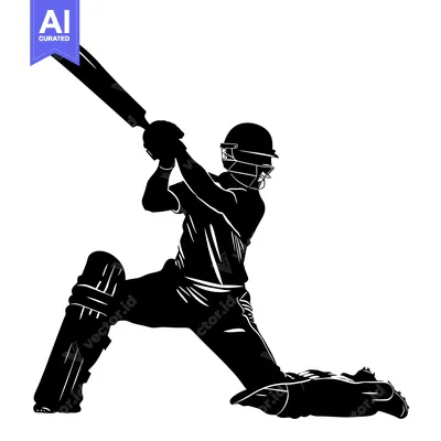 Silhouette of a Cricket Player Batting