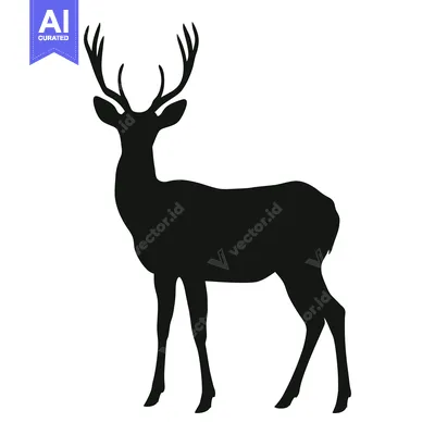 Silhouette of a Deer with Antlers