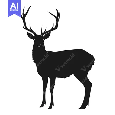 Aset premium populer: Silhouette of a Male Deer with Large Antlers