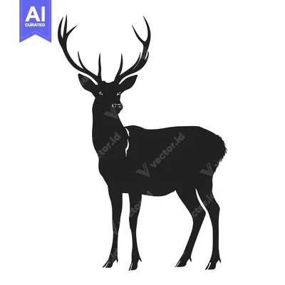 Popular premium asset: Black Silhouette of a Standing Deer with Antlers
