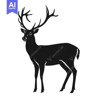 Aset premium populer: Silhouette of a Deer with Large Antlers