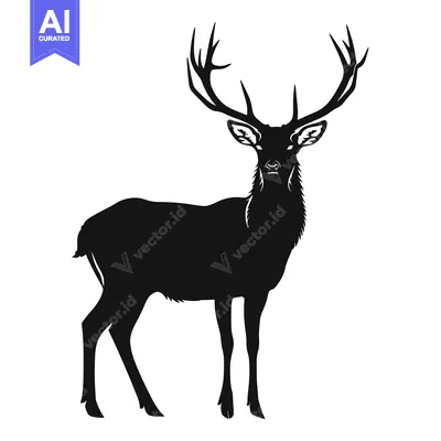Aset premium populer: Black Silhouette of a Deer with Large Antlers