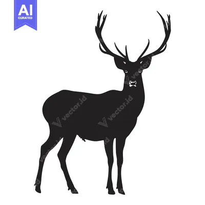 Black Silhouette of a Deer with Antlers