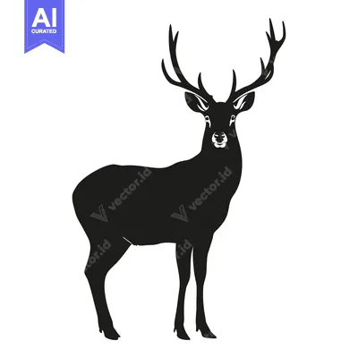 Premium design asset: Black silhouette of a stag with antlers