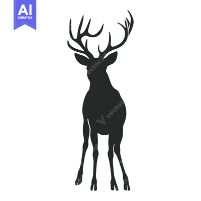 Aset premium populer: Black Silhouette of a Deer with Large Antlers