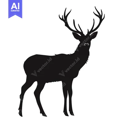 Aset premium populer: Black Silhouette of a Deer with Large Antlers