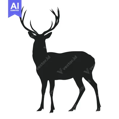 Silhouette of a Deer with Large Antlers
