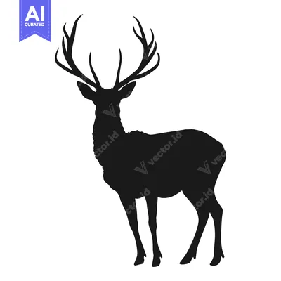 Silhouette of a Deer with Large Antlers