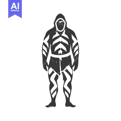 Aset desain premium: Silhouetted Figure with Geometric Patterned Clothing