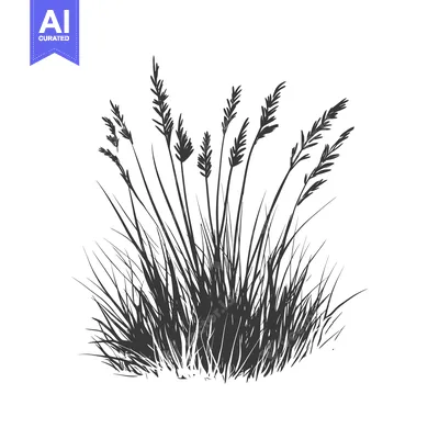 Aset desain premium: Silhouetted Grass with Tall Blades