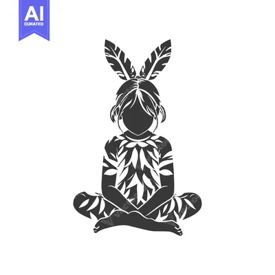 Aset premium populer: Silhouetted Person in Leaf-Patterned Clothing with Feathers on Head