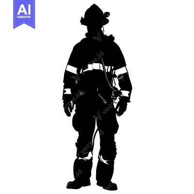 Silhouette of a Firefighter in Full Gear